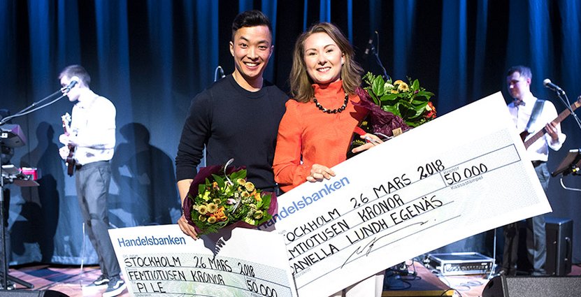 Pi Le och Daniella Lundh Egenäs  fick priset Årets unga branschstjärna. Foto: Visita