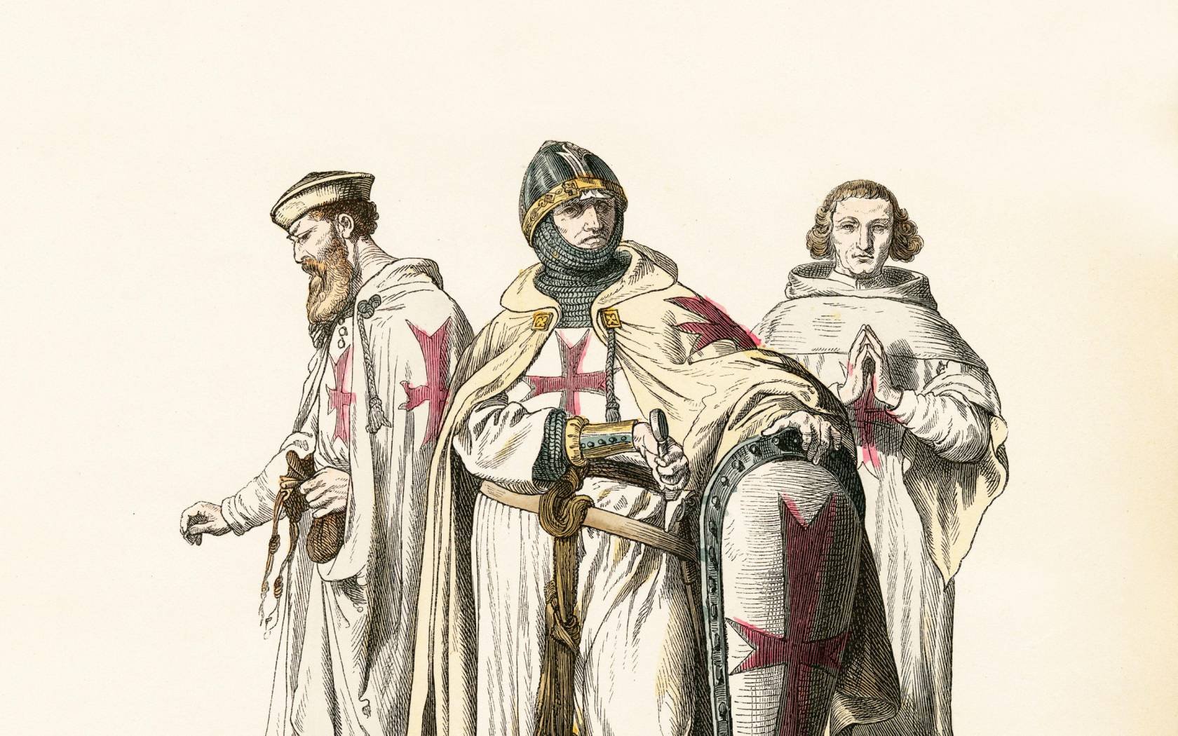 A Victorian illustration of the Knights Templars.