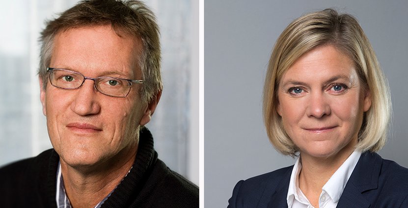 Statsepidemiolog Anders Tegnell och finansminister Magdalena Andersson deltar på Visitadagen.  FOTO: Kristian Pohl/Regeringskansliet/Lena Katarina Johansson