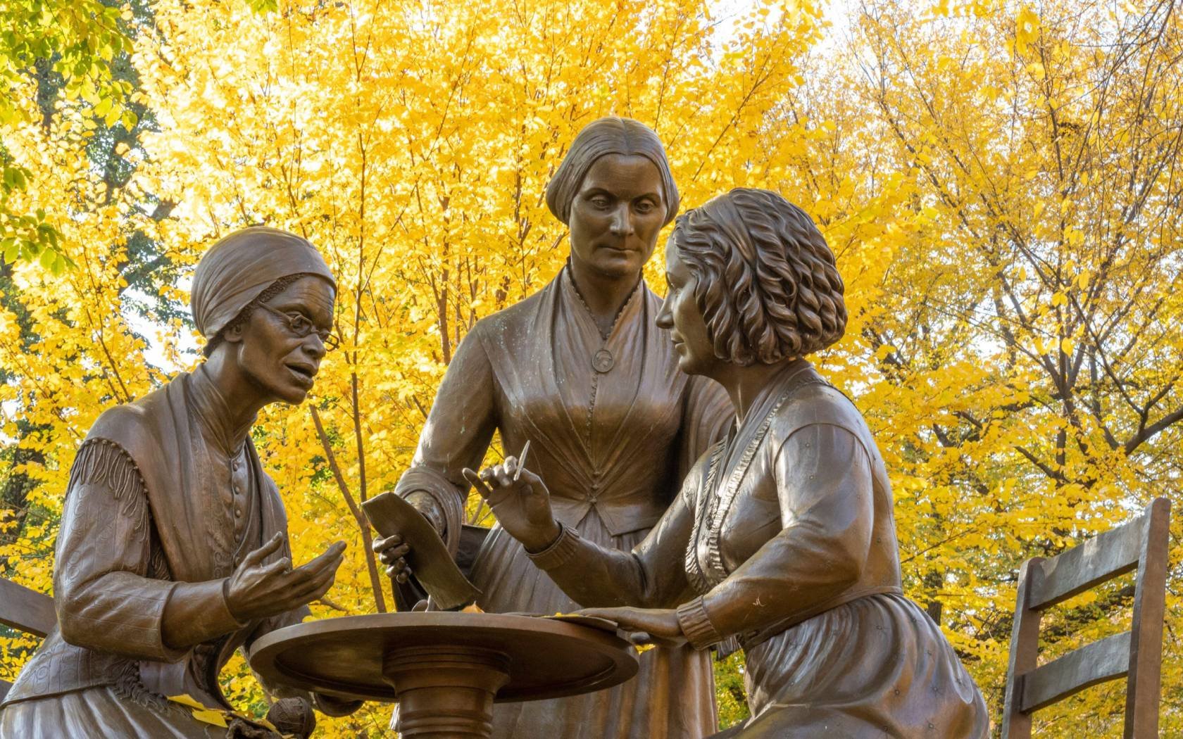 A statue in Central Park dedicated to women's rights pioneers such as Sojourner Truth.
