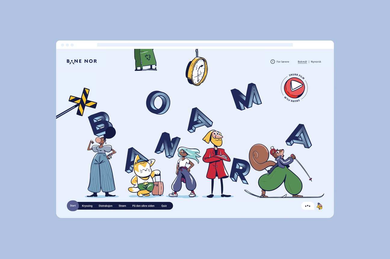 Toppseksjonen kan «ødelegges» ved å flytte, dra eller klikke på de ulike illustrasjonene og komponentene. Dette for å tilføre en alternativ og morsom interaksjon for målgruppen, men også for å holde på interessen hos brukeren ved første innlastning.