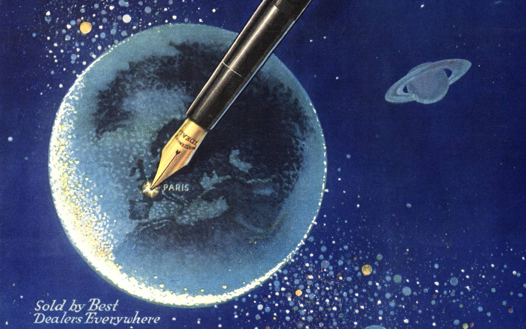 An advert for a Waterman fountain pen.