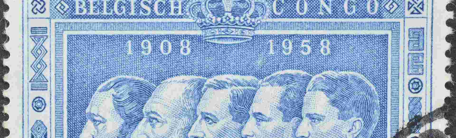 Postage stamp printed in 1958 on the 50th anniversary of Belgium's annexation of Congo.