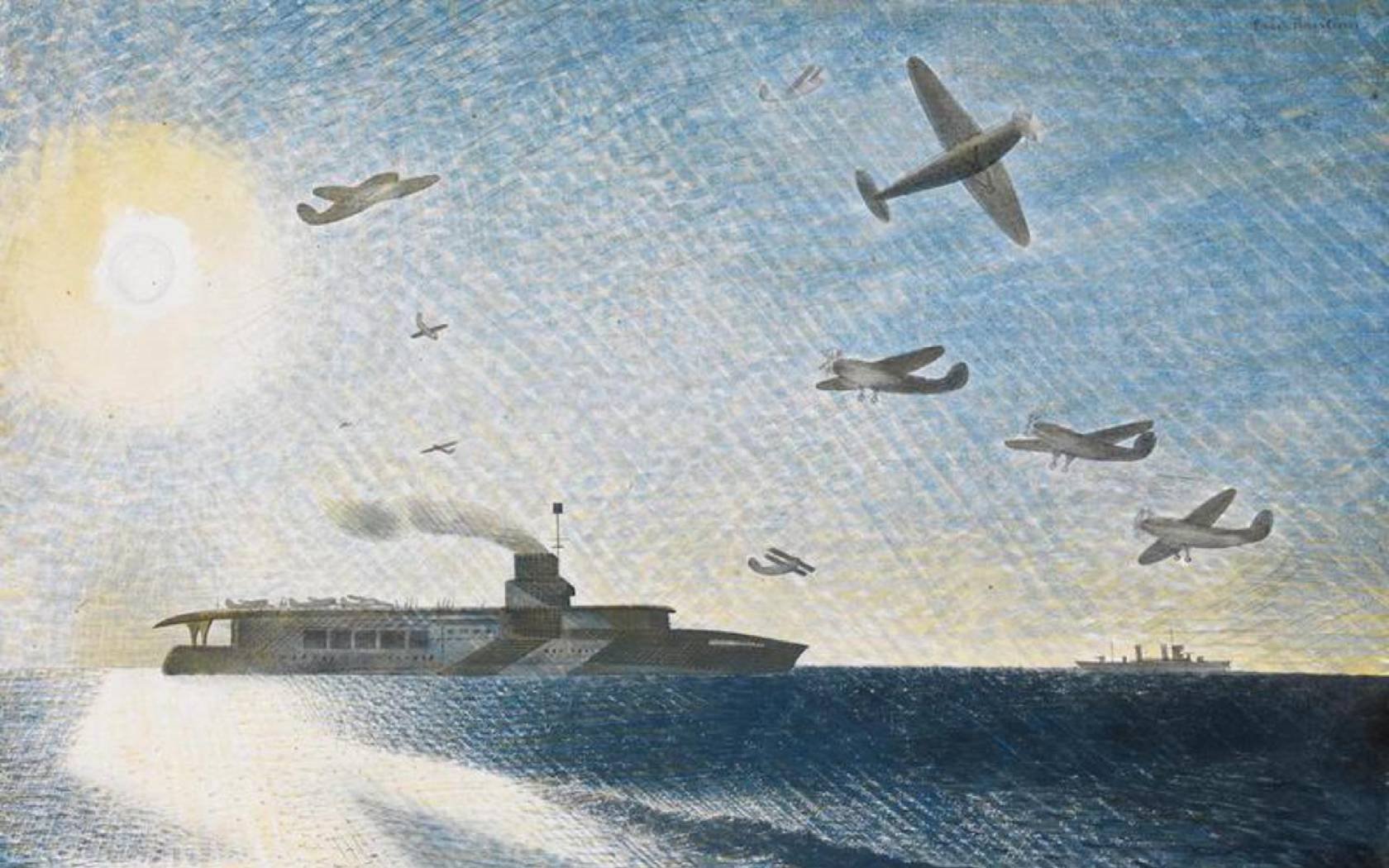 HMS Glorious in the Arctic, 1940 by Eric Ravilious.