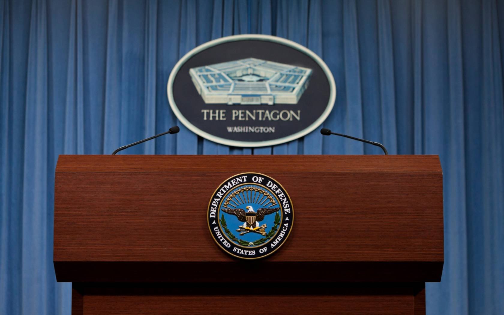 The Pentagon press briefing room at the US Department of Defense.