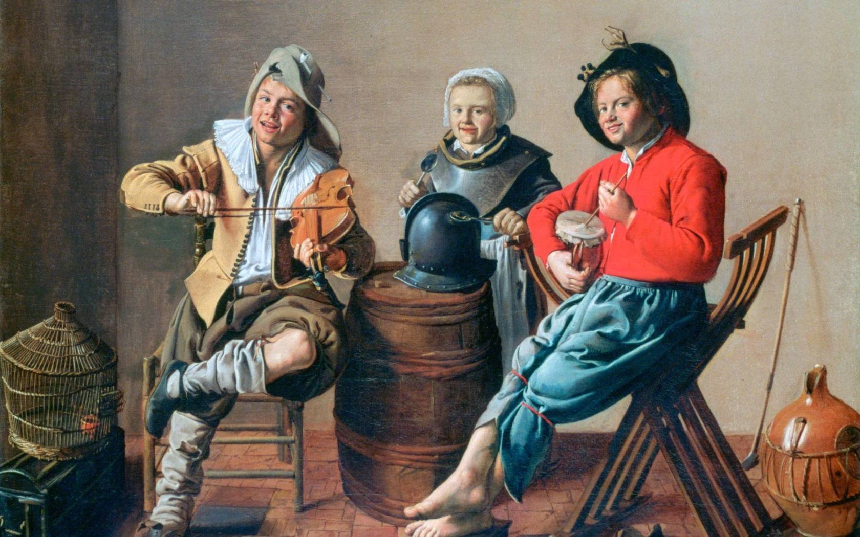 'Two Boys and a Girl making Music', 1629.