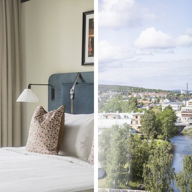 Detaljbild och utsikt mot Härnösands centrum