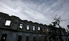 A building destroyed by Russian shelling in Ukraine.