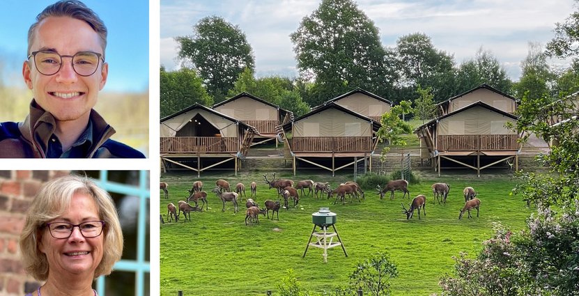 Glenn André Viste Bøe, vd Skånes djurpark, samt Rosi Magnusson, Strateg på Visit Halland, ser hur glamping går starkt framåt. Foto: Skånes djurpark och Visit Halland