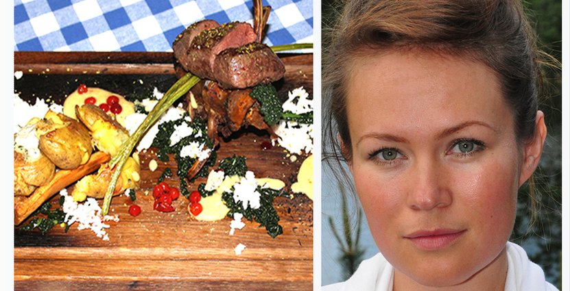 Katja Nyqvist och hennes vinnarrätt med bland annat ren och enbär.  