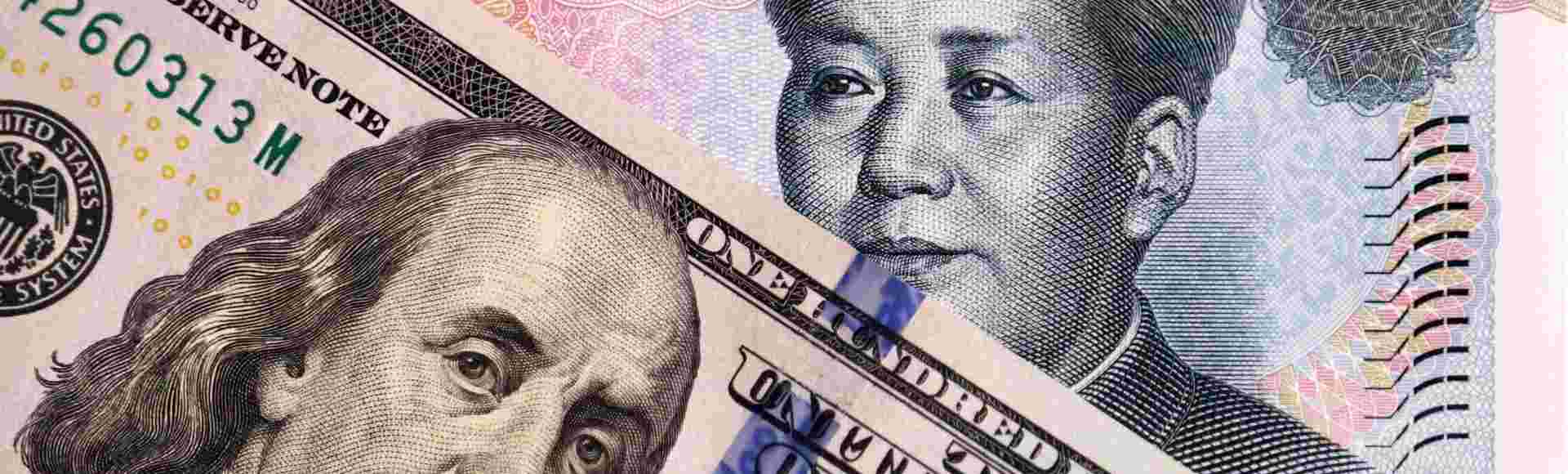 A US dollar and a Chinese yuan.