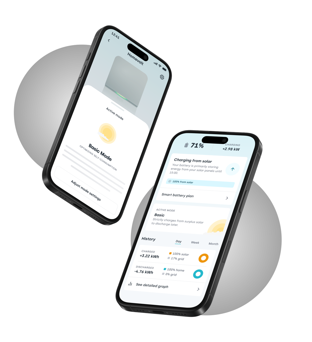 Two images showing the interface of Homevolts application