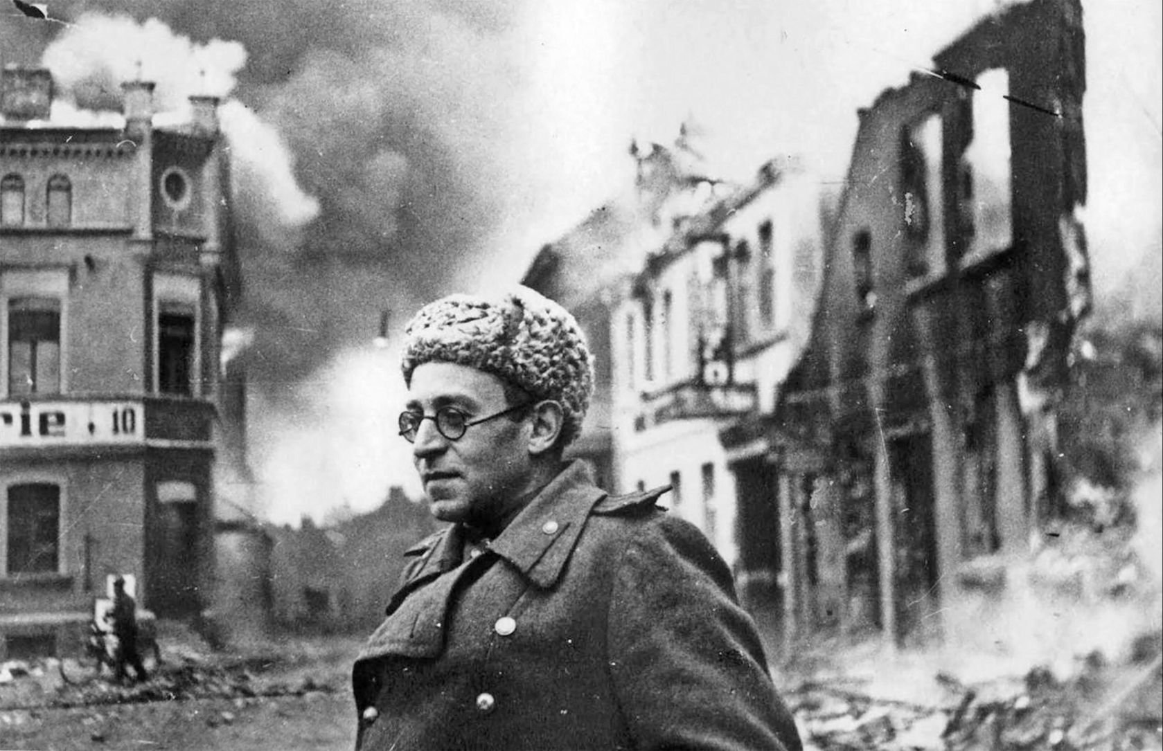 VASILY GROSSMAN (1905-1964) Soviet writer and journalist with the Red Army in Schwerin, north Germany, in Juloy 1945.