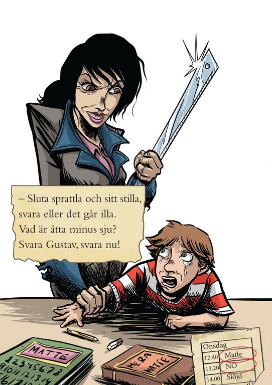 Illustration av Daniel Thollin, ur Den elaka vikarien