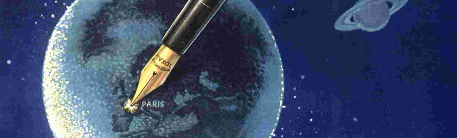 An advert for a Waterman fountain pen.