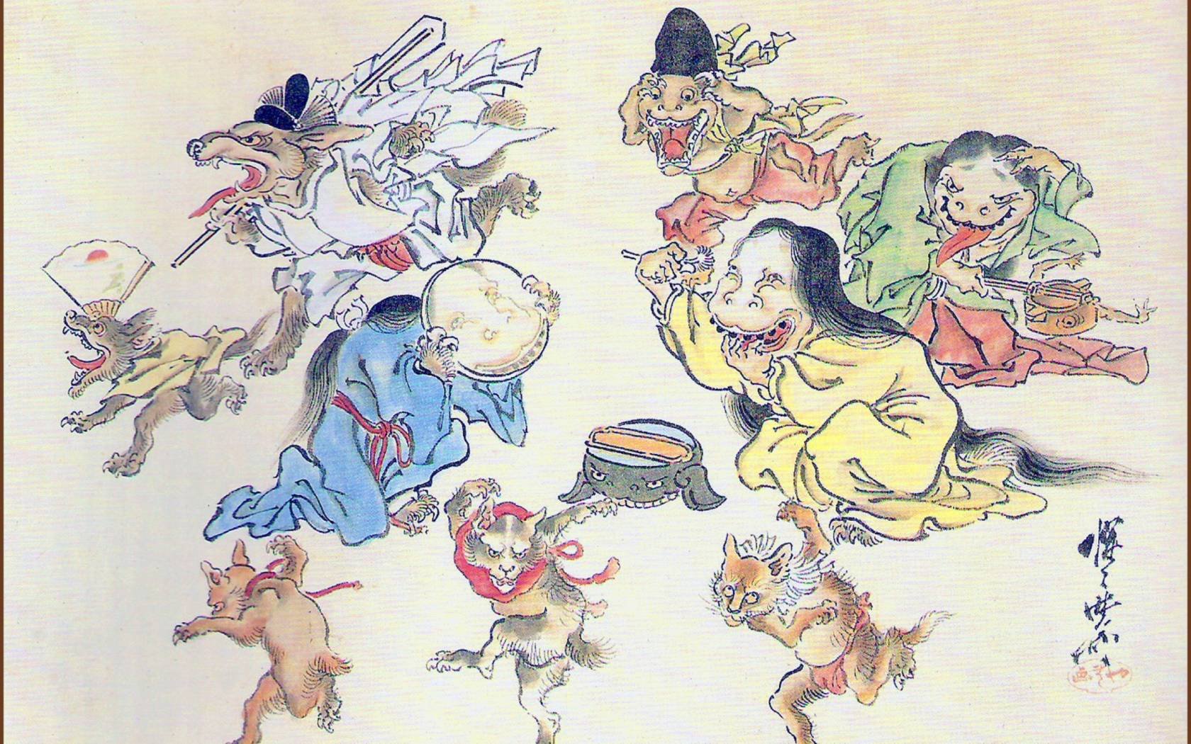 Handscroll painting of the 'Night Parade of One Hundred Demons', a Japanese folk belief.