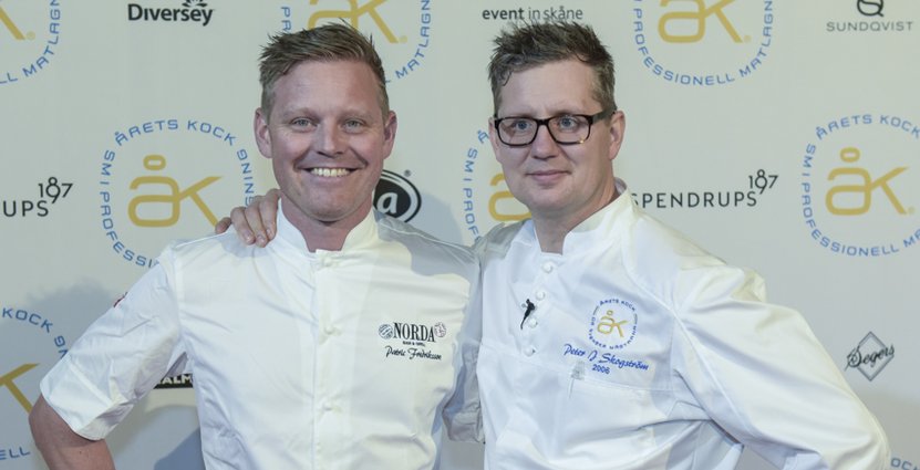 Ansvariga för bankettmenyn. Konditor Patrik Fredriksson och kocken Peter J Skogström. 