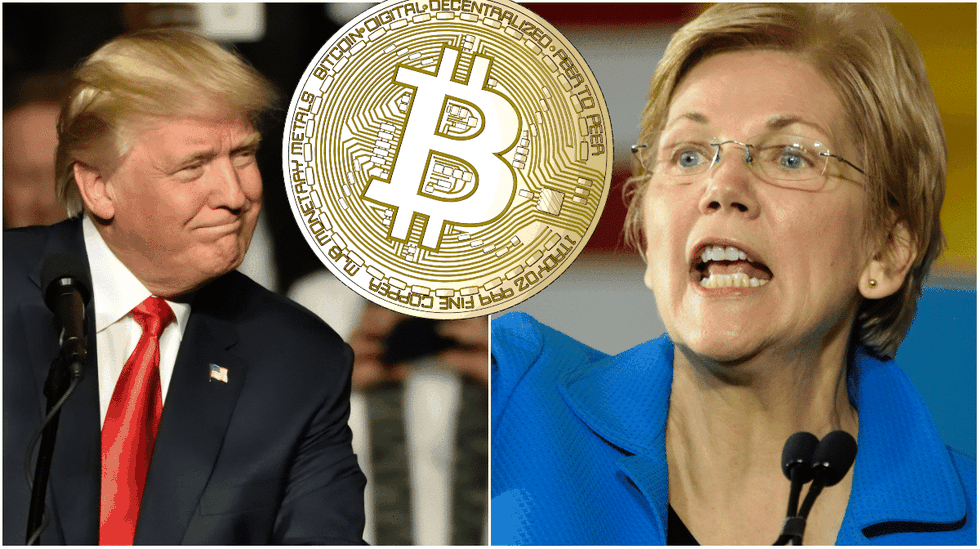 Kryptokritikern Elizabeth Warren utmanar Donald Trump inför USA-valet 2020.