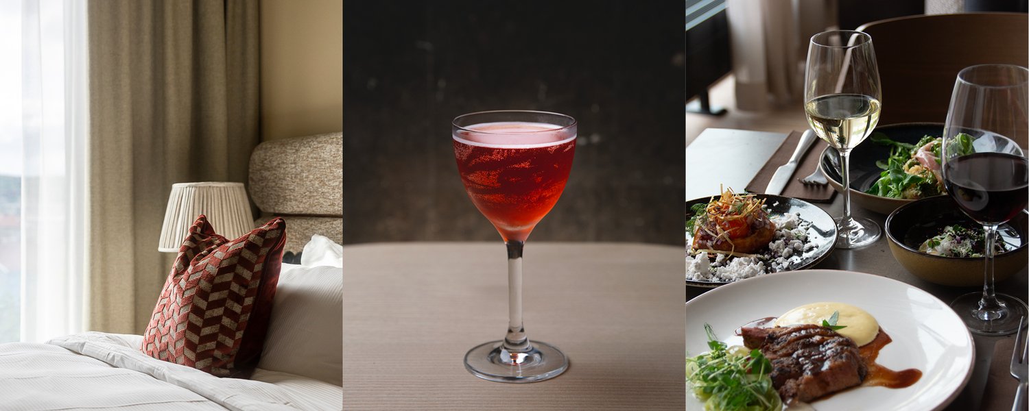 Bilder p&aring; dekorkudde, cocktails och mat