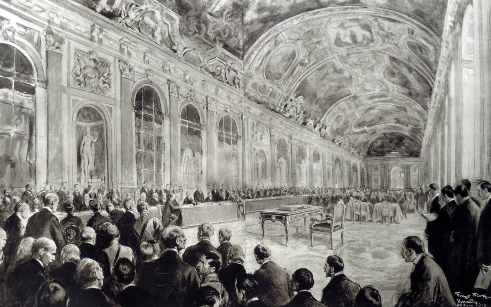 The Treaty of Versailles is finalised by delegates at the peace conference.