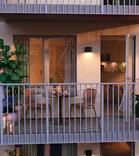 De generösa balkongerna vetter mot Drevviken