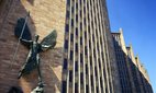 Jacob Epstein's statue of St Michael subduing the Devil at Coventry Cathedral.
