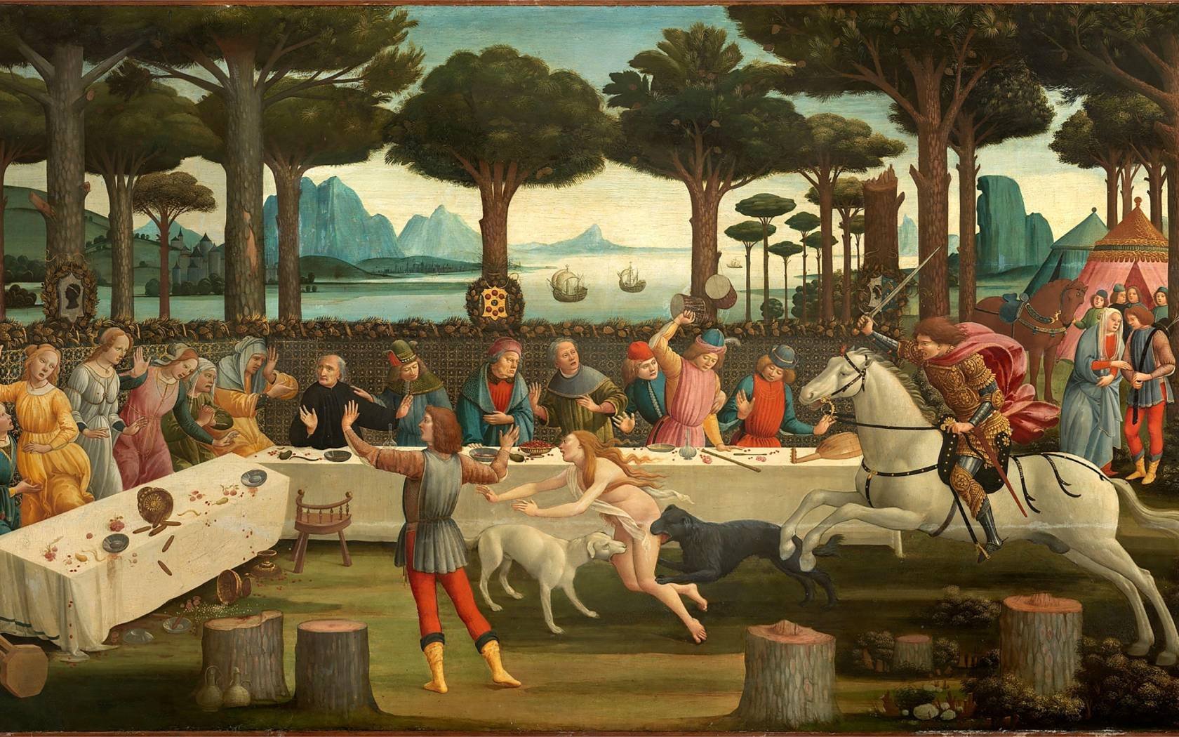 Botticelli's painting of a scene from the Decameron.