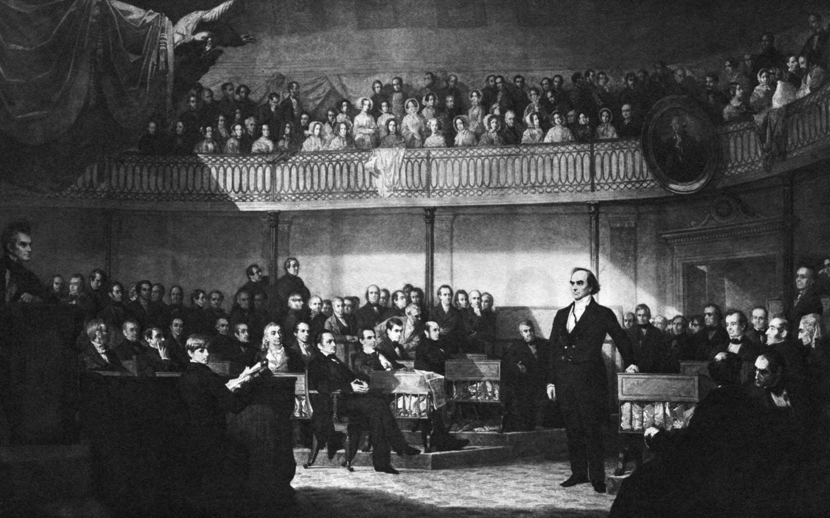 A debate on protectionist tariffs that would lead to the South Carolina nullification crisis in 1833.