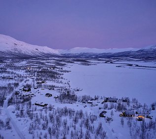 Flygvy Nikkkaluokta på vintern