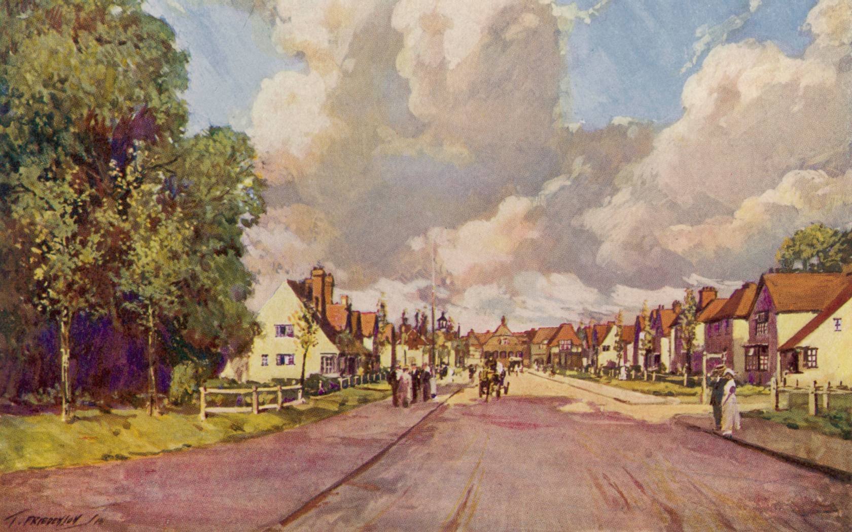 A painting of Letchworth Garden City.