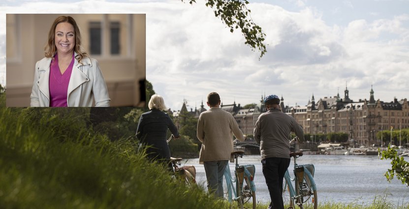 Visit Swedens VD Susanne Andersson och besökare på Djurgården i Stockholm  