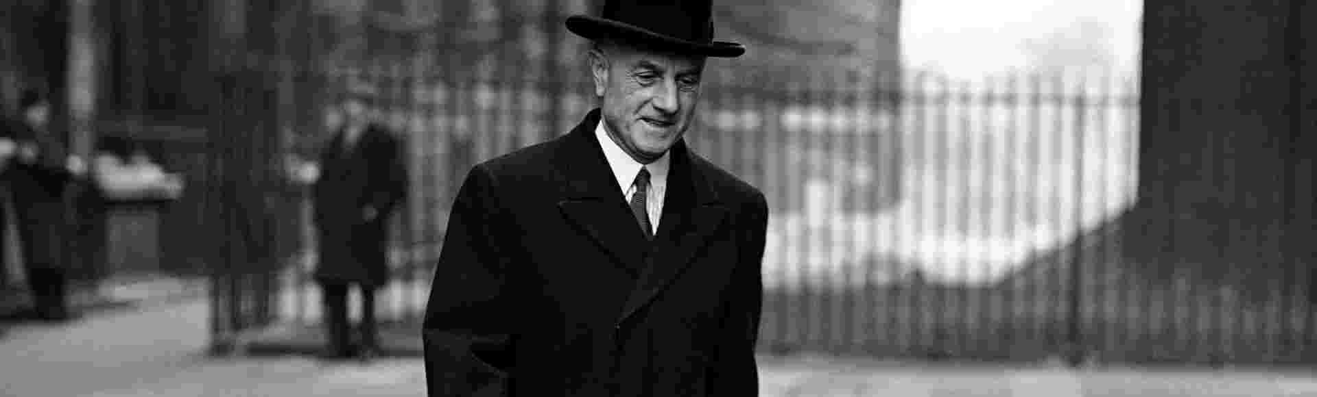 Britain's Home Secretary Sir Samuel Hoare arriving for a cabinet meeting in Downing Street, 1938.
