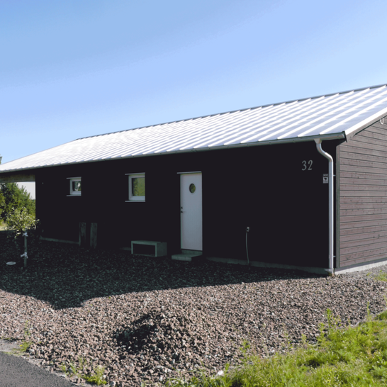 Dark finish large barn style shed