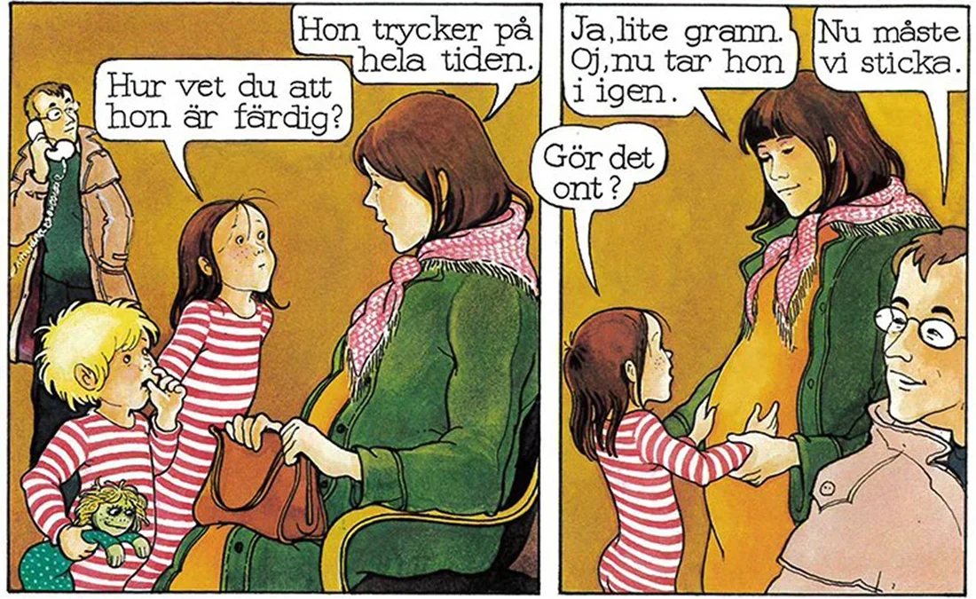 Se bilderna ur kultboken ”Per, Ida och Minimum” – om hur barn blir till