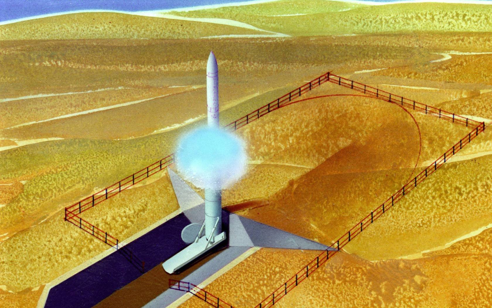 An artist's concept of a nuclear missile launch.