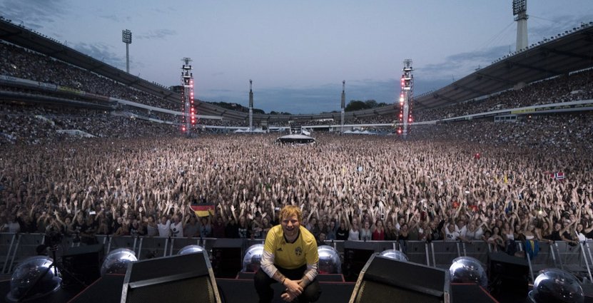 Ed Sheerans båda konserter på Ullevi hade en turistandel på över 80 procent med turistekonomiska effekter på nästan 300 miljoner kronor. Foto: Zakary Walters/Got Event