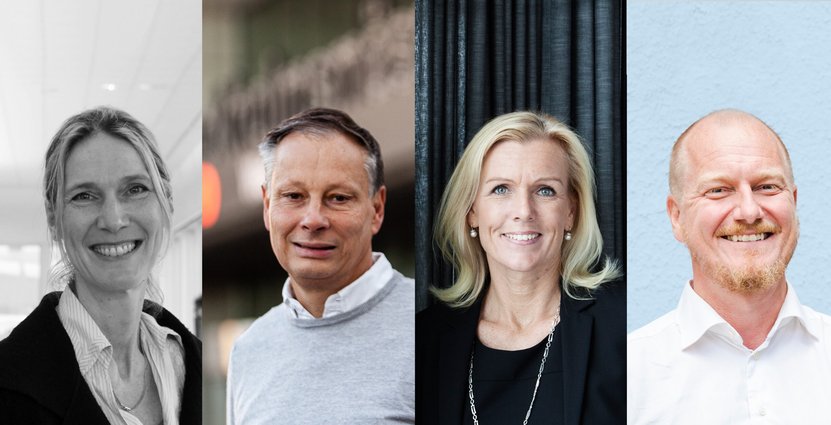 Lotta Frenssen, vd Elmia AB,<br />
Christian Clemens, vd Stockholmsmässan, Carin Kindbom, vd och koncernchef Svenska Mässan Gothia Towers samt Joakim Percival, vd Easyfairs Nordic. 
