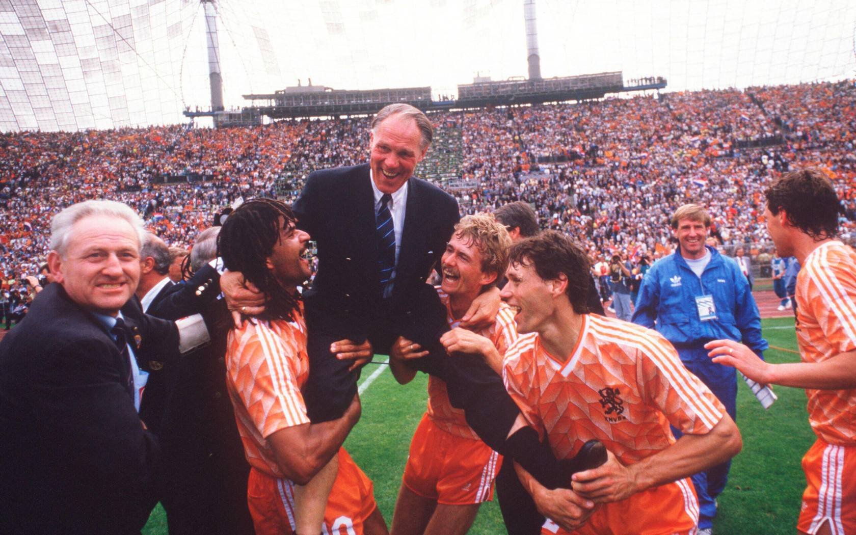 Rinus Michels after his team triumph in Europe.