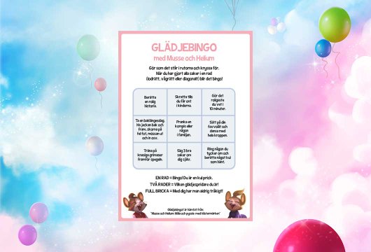 Glädjebingo med Musse & Helium