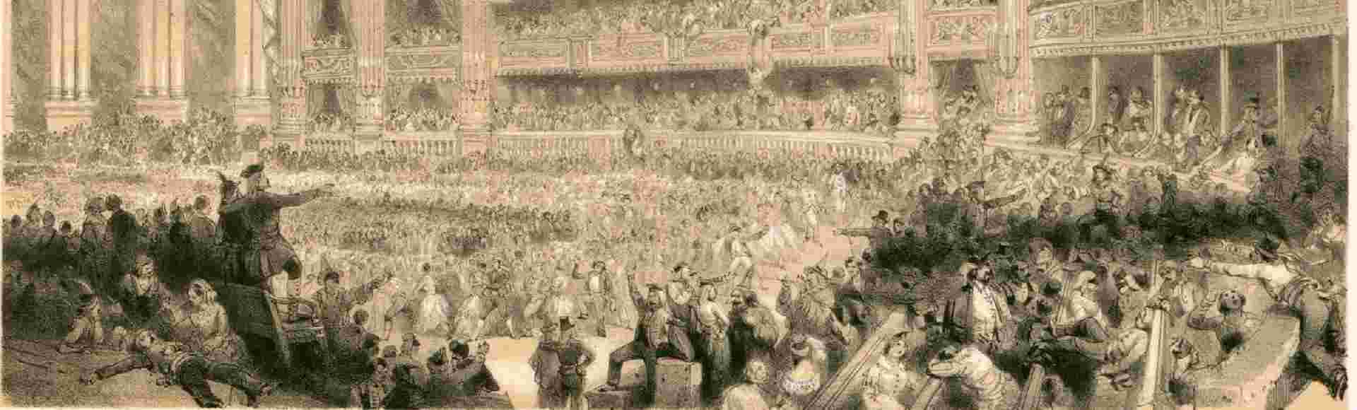 A. Provost's 'Ball at the Opera de la rue Le Peletier in Paris around 1850'.