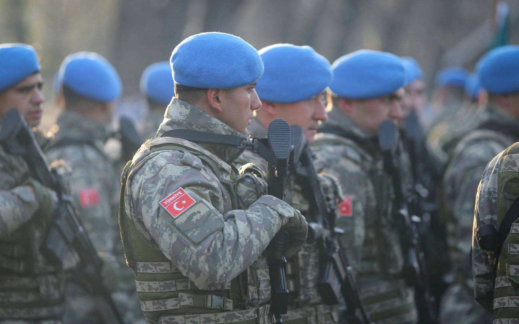 Turkish troops take part in the Romanian National Day military parade in December 2018.