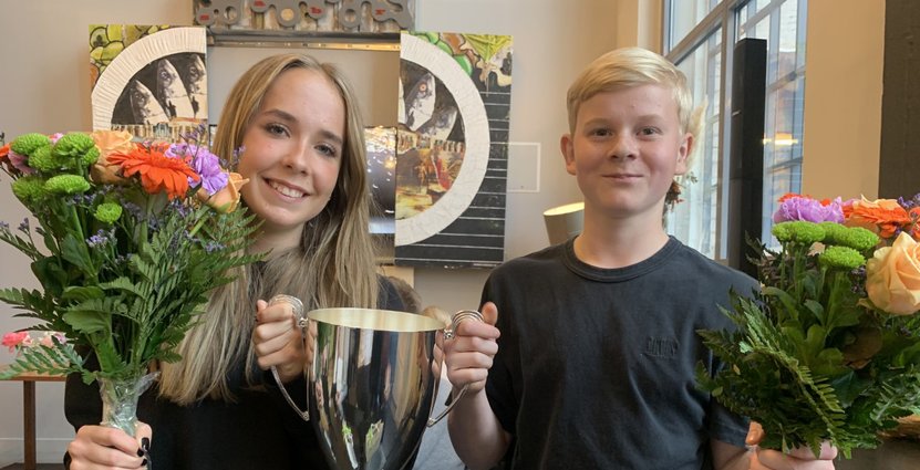 Matilda Hedén och Edvin Johansson från Sandgärdskolan i Borås, <br />
kan nu titulera sig bästa matlagare i högstadiet. Foto: Visita