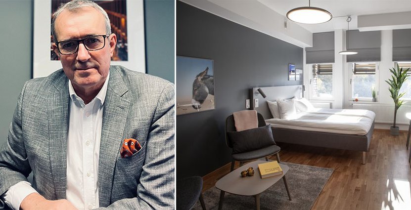 Thomas P. Gillespie, vd First Hotels. På bilden ett hotellrum i nya partnerhotellet The Studio Hotel i Kista. Foto: First Hotels