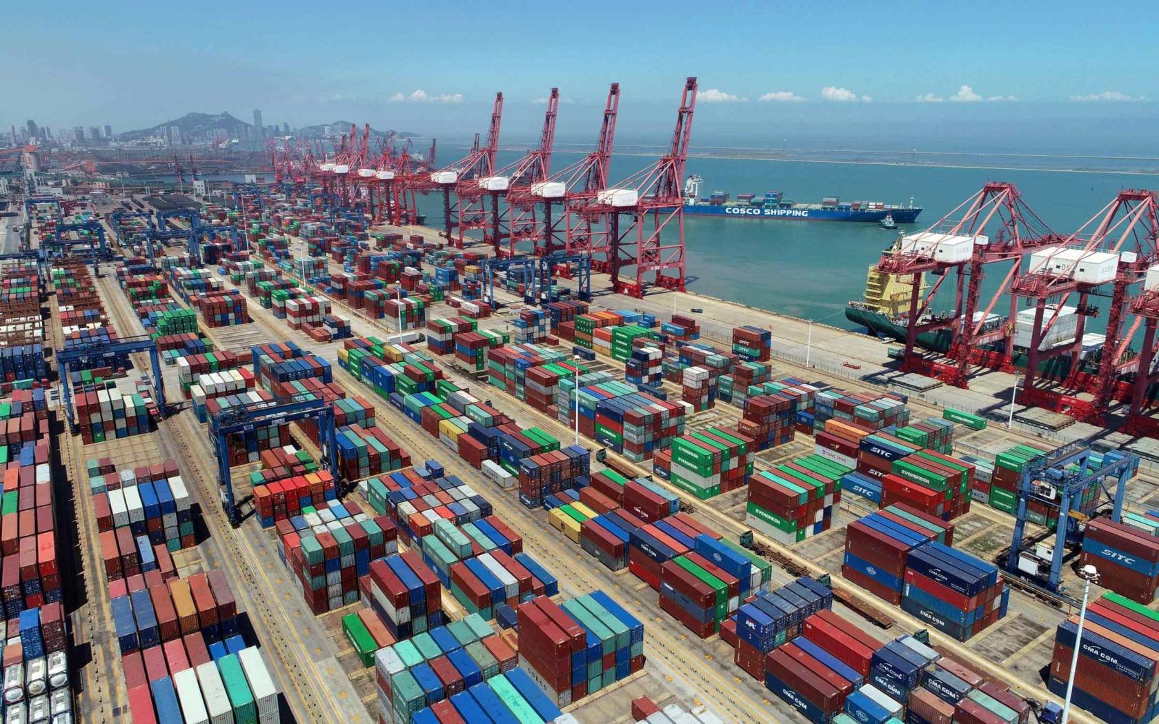A container terminal at Lianyungang Port in Jiangsu Province.