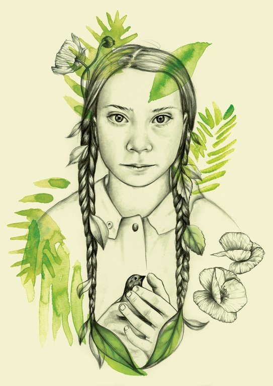 Greta Thunberg. Illustration av Julia Szulc