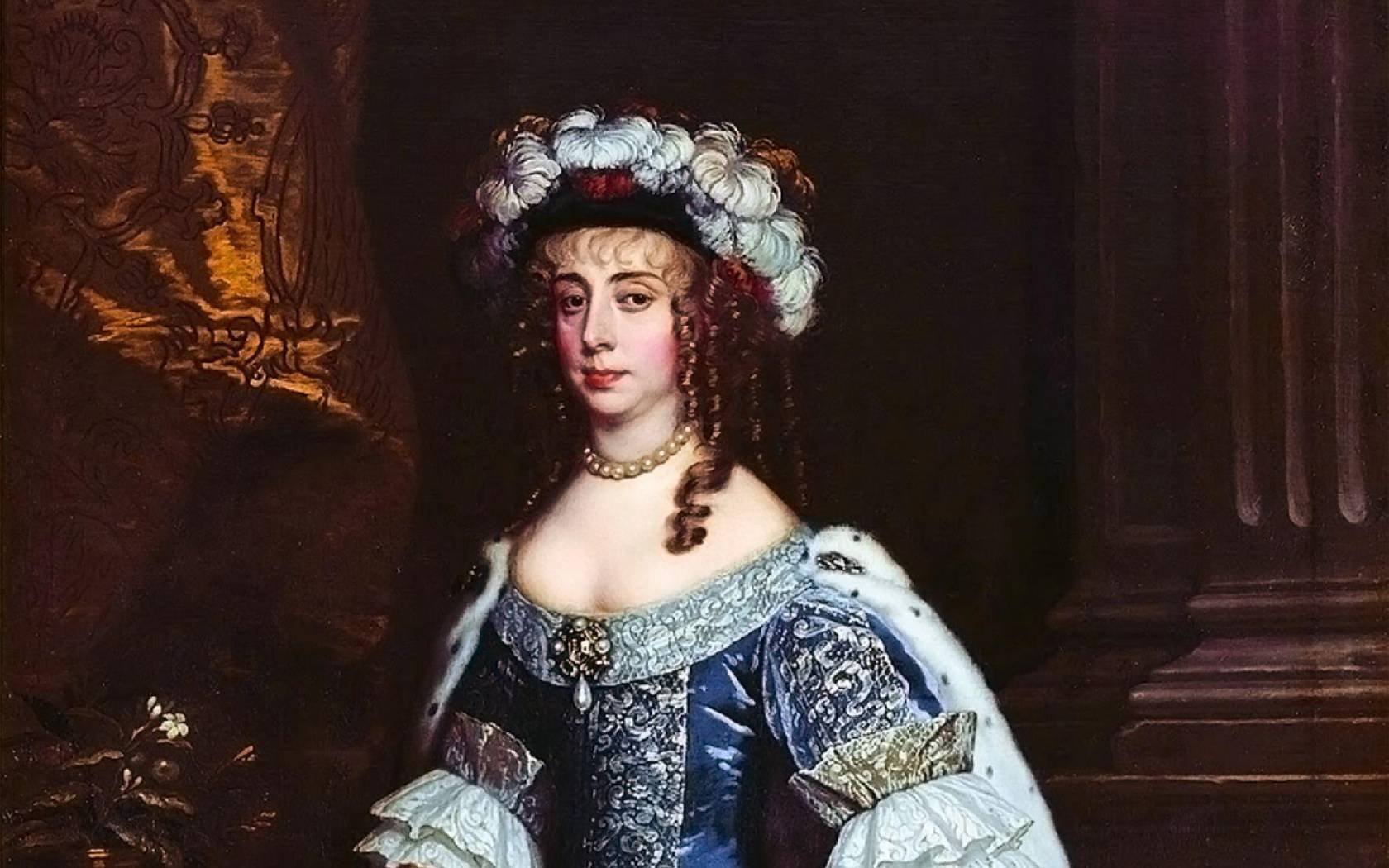 A portrait of Margaret Lucas Cavendish, Duchess of Newcastle-upon-Tyne (1623-1673), the 17th century English aristocrat, philosopher, poet, scientist, fiction-writer, and playwright. Peter Lely, 1665.
