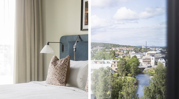 Detaljbild och utsikt mot Härnösands centrum