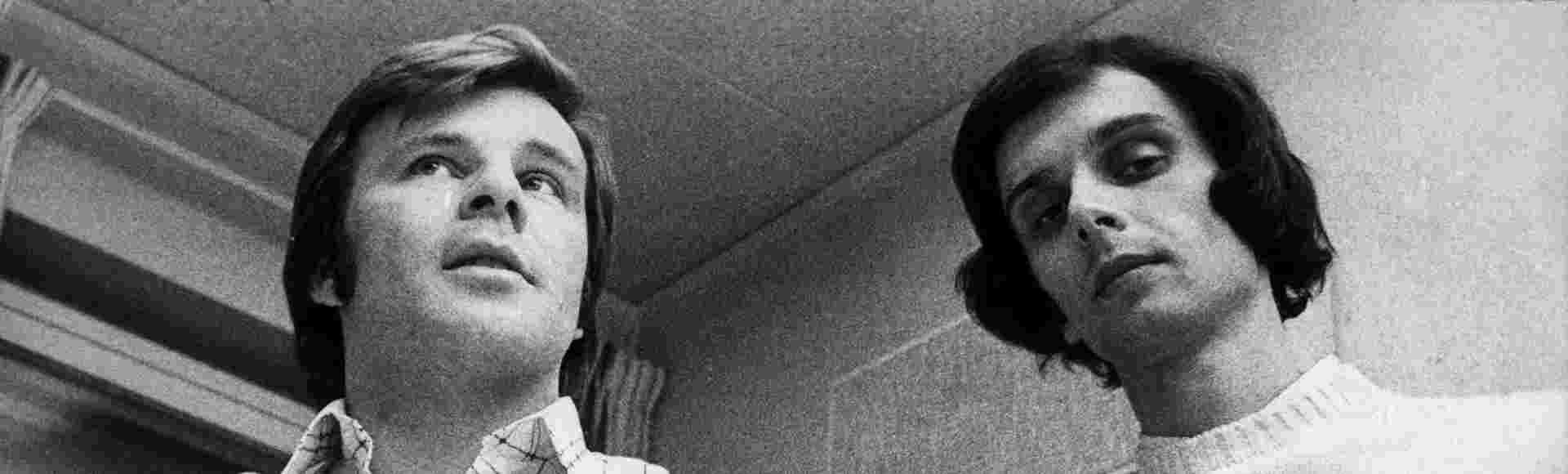 Swedish Journalists Jan Guillou and Peter Bratt at the periodical 'Folket I Bild/Kulturfront' hold a document of secret intelligence reports revealing the IB affair. IB was a Swedish secret intelligence organisation dealing with the registration of citizens' political views, mainly communists. Credit: TT News Agency