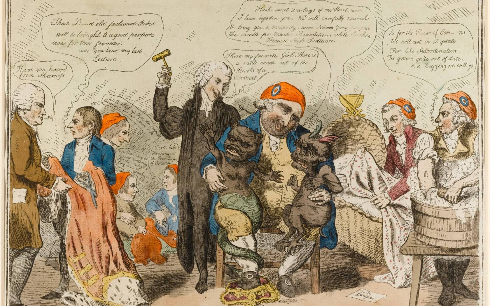 John Horne Tooke, far left, in a contemporary cartoon satirising radical opinion.