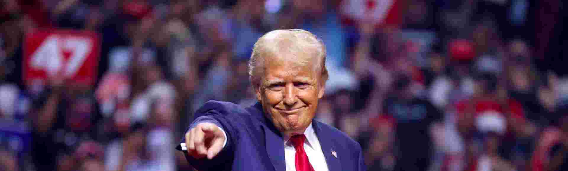 Donald Trump speaking at a rally.